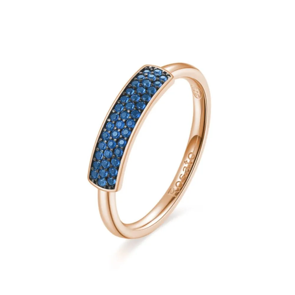 Anello Tag Rosato Futura con Zirconi Blu RZFU32