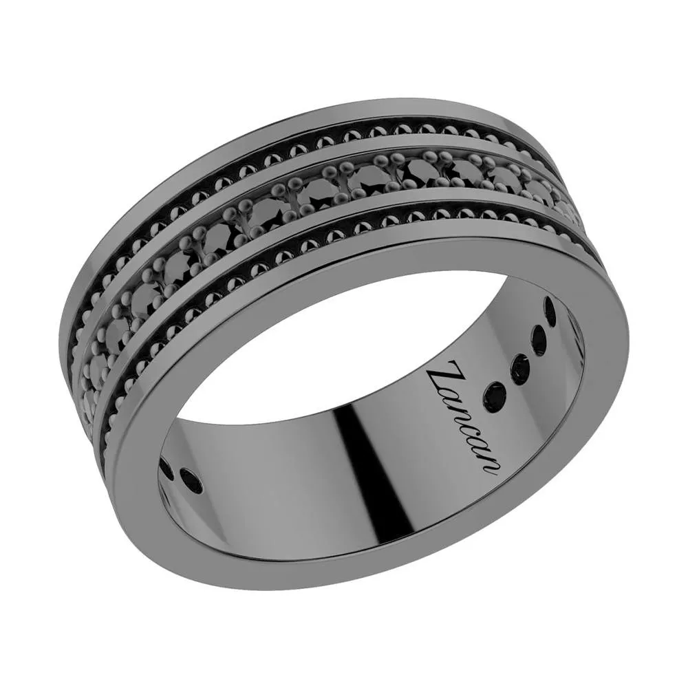 ZANCAN Anello Uomo in Argento Nero con Pietre EXA078-N