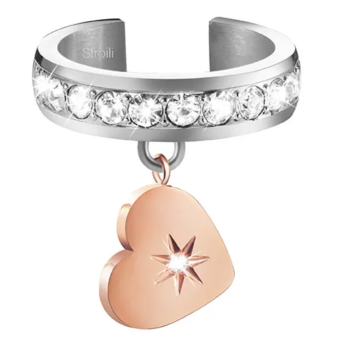 Anello donna Stroili in acciaio bicolore e cristalli 1674550