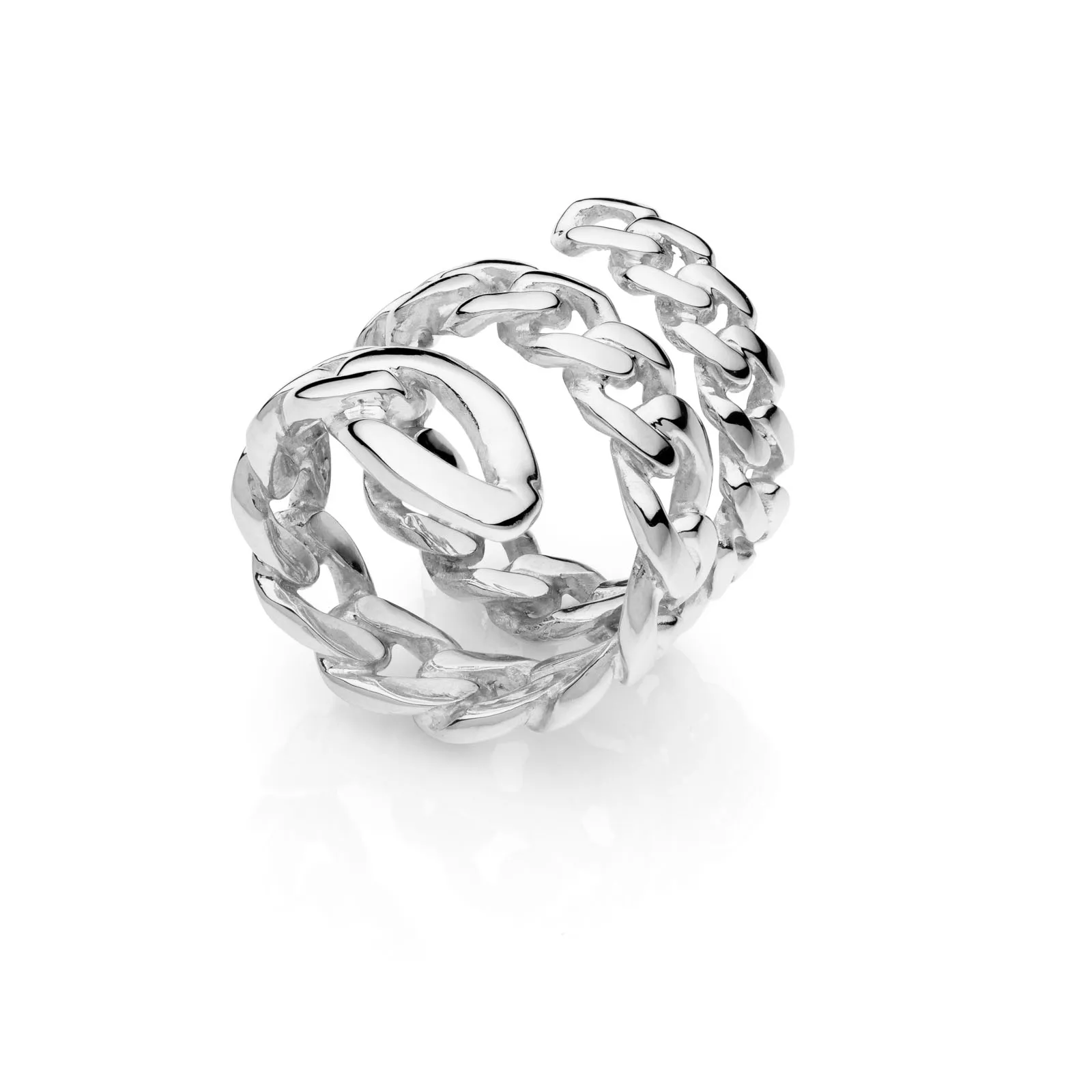 Anello donna Unoaerre a spirale in catena argentata 2395