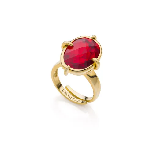Anello in bronzo dorato unoaerre donna con pietra rossa 2272