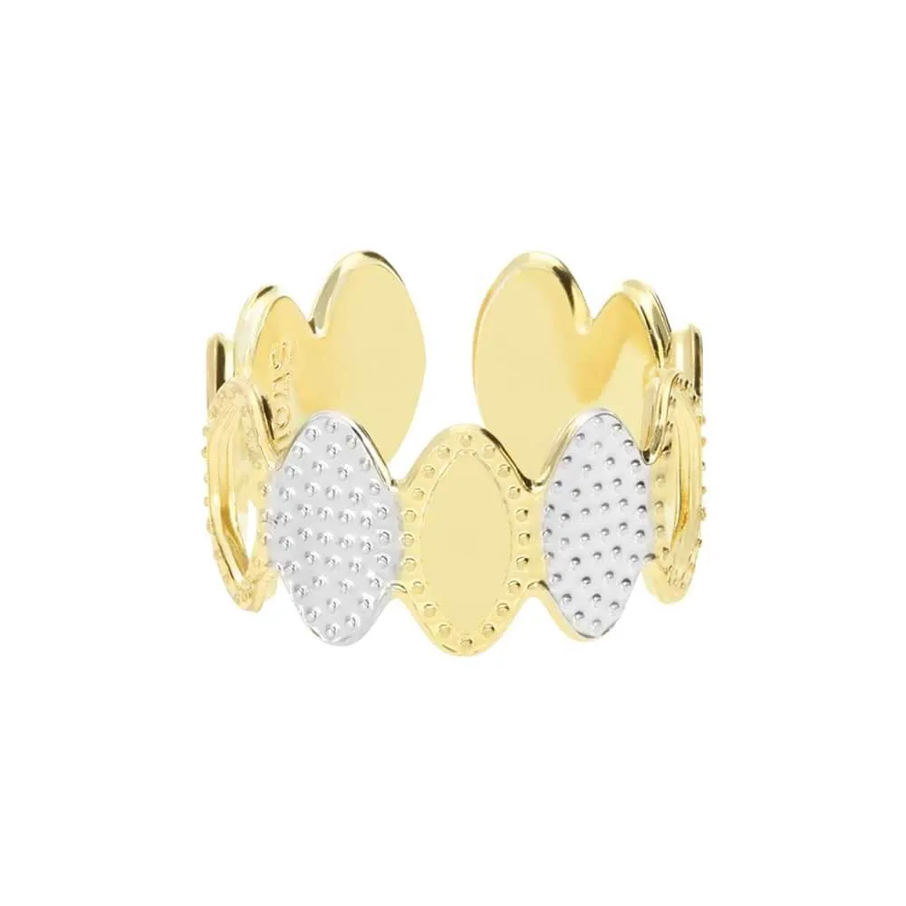 Anello regolabile in bronzo dorato con cerchi