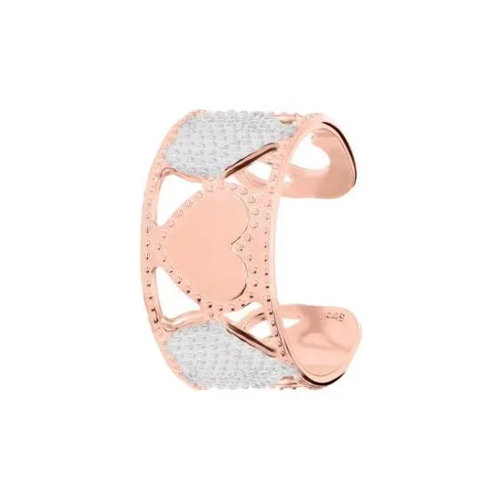 Anello regolabile in bronzo rosato con cuori bicolore