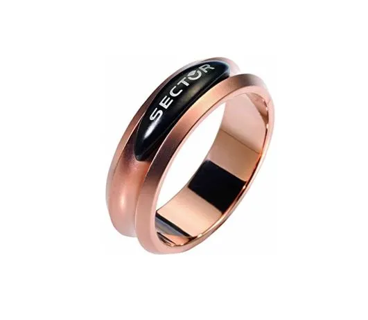 Anello sector uomo con scritta in acciaio rosè sec01