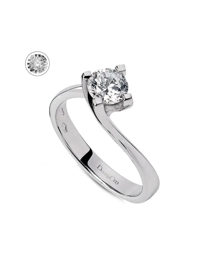 Anello solitario Donnaoro in oro bianco e diamanti DKAS8785.S015