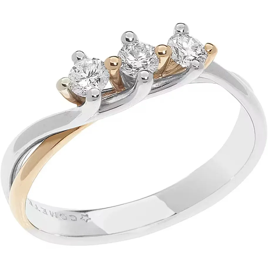 Anello trilogy donna in oro bianco e rosa con diamanti gioielli Comete Double anb 2578