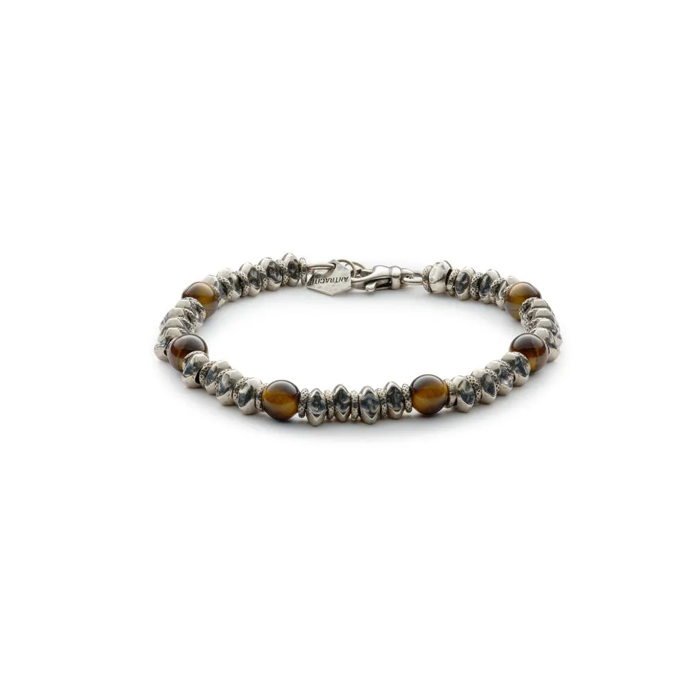 Antracite Bracciale Silver Plus con Occhio di Tigre DANTE