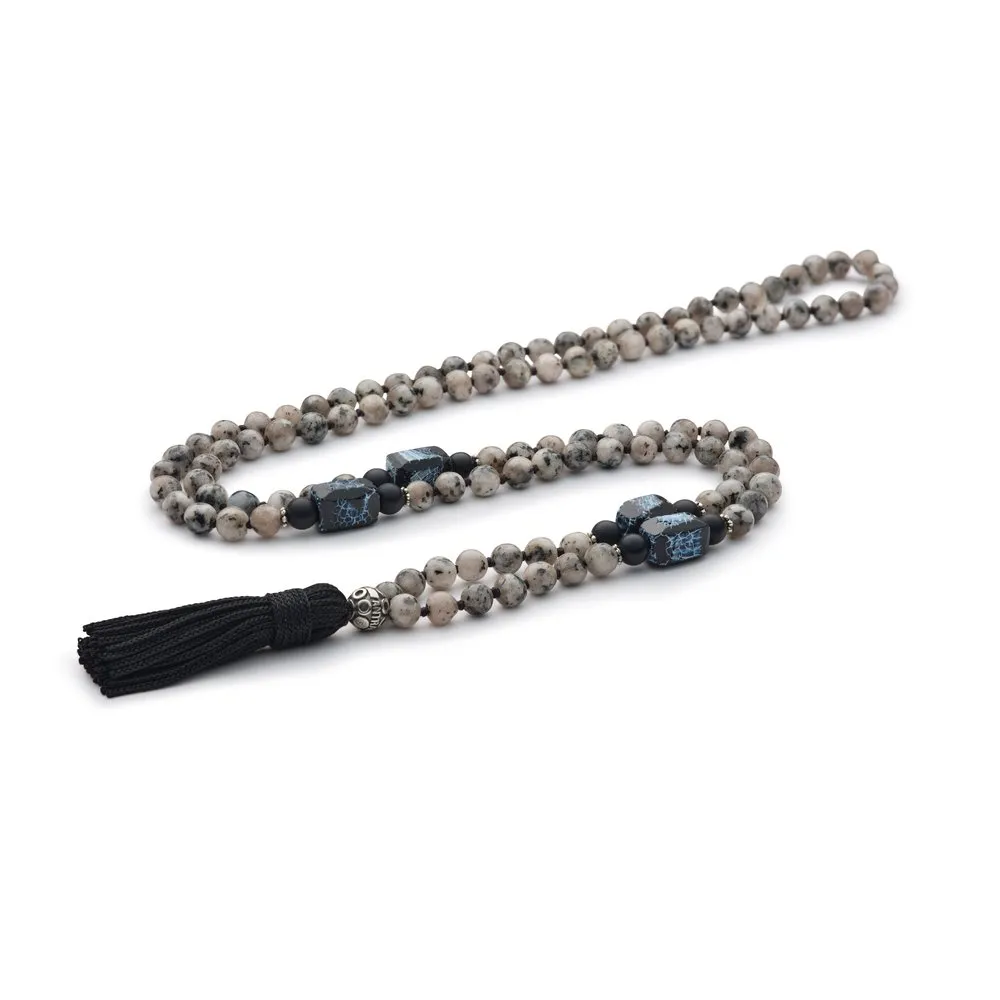 Antracite Mala Tibetano con Pietre Dure DELHI NEW