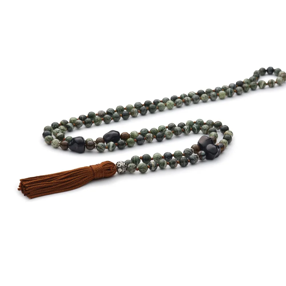 Antracite Mala Tibetano con Pietre Dure LOTO