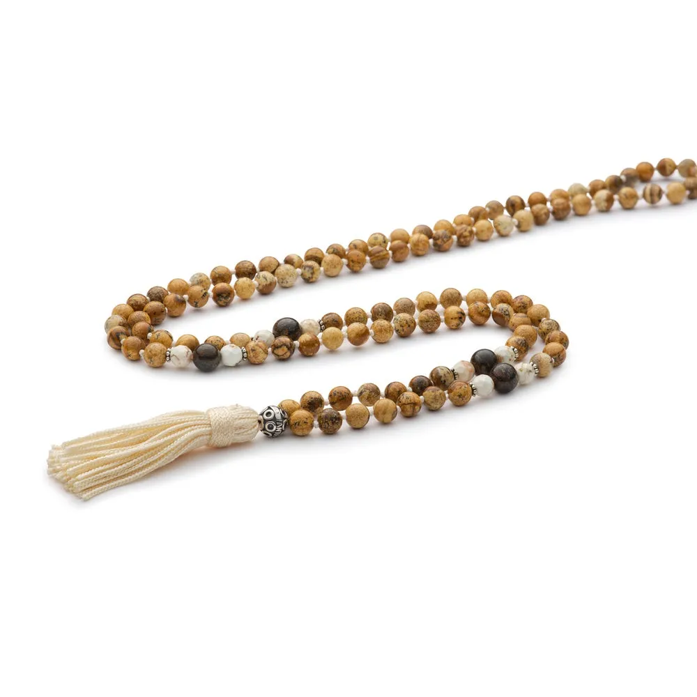 Antracite Mala Tibetano con Pietre Dure MAYA