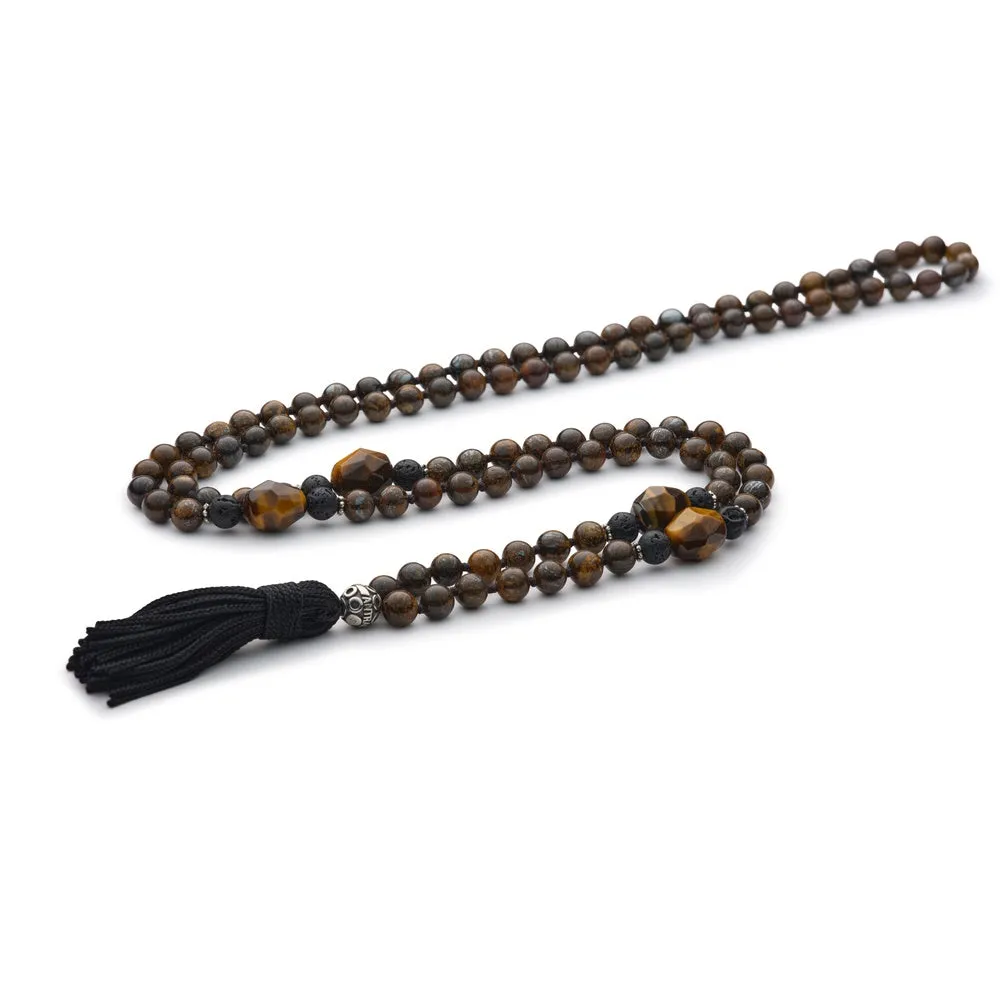 Antracite Mala Tibetano con Pietre Dure SHIVA