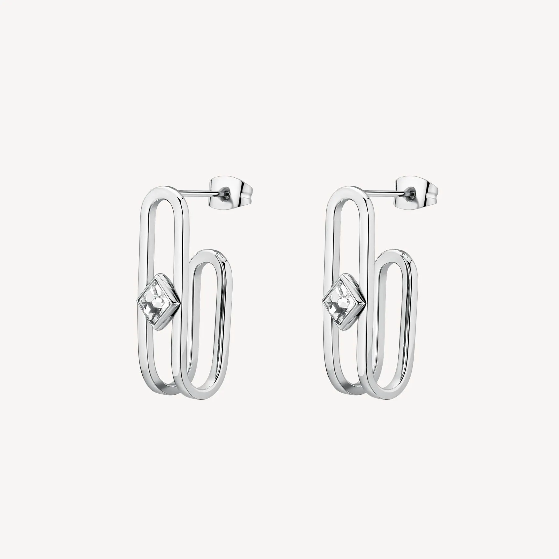 ORECCHINI BROSWAY EMPHASIS IN ACCIAIO CON CRISTALLO QUADRATO - BEH24