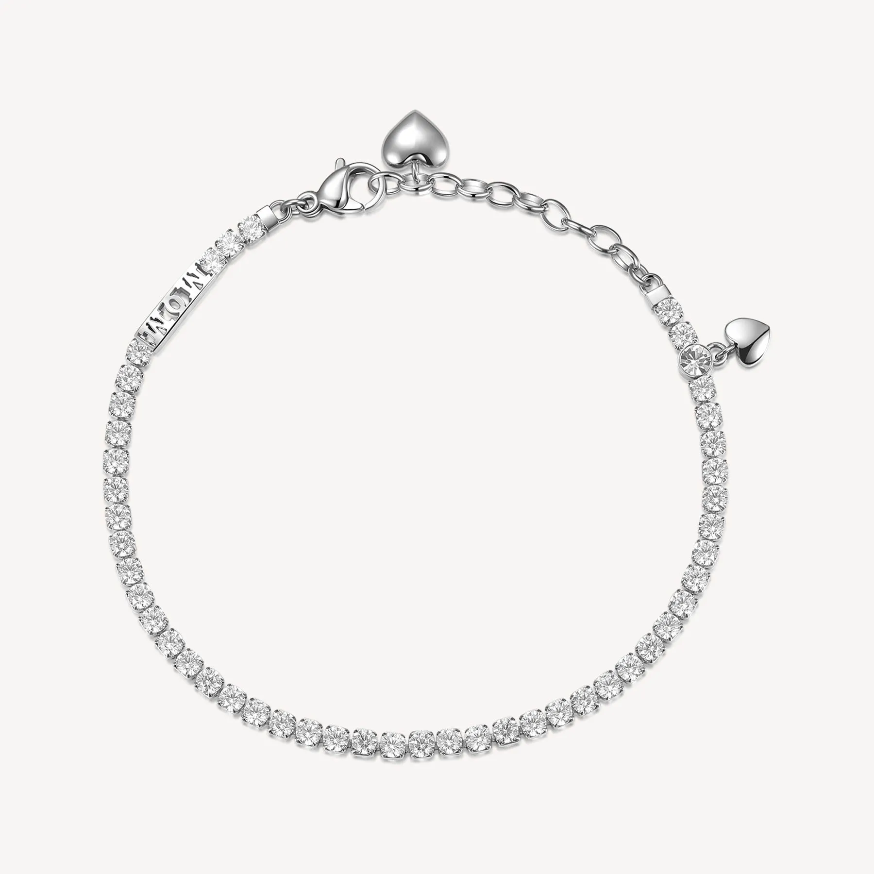 BRACCIALE BROSWAY DESIDERI TENNIS ACCIAIO CON CRISTALLI E CHARM CUORE - BEI030