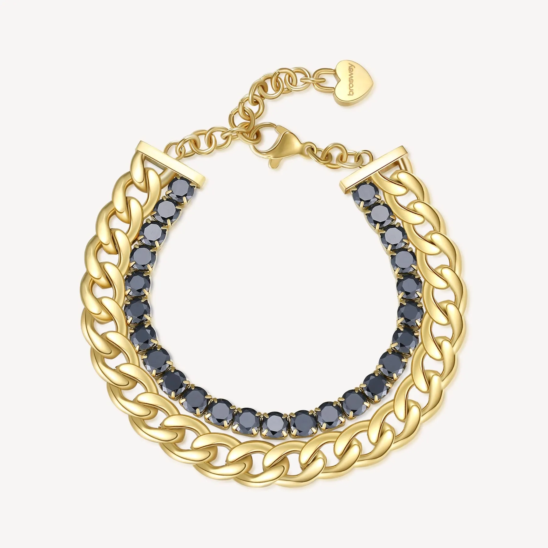 BRACCIALE BROSWAY DESIDERI AMORE PVD ORO CON CRISTALLI NERI - BEI073