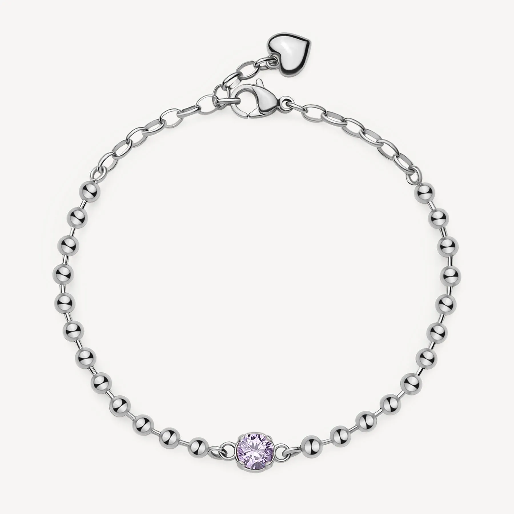 BRACCIALE BROSWAY DESIDERI AMORE/FEDELTÀ CON CRISTALLO VIOLA E CHARM CUORE - BEI083