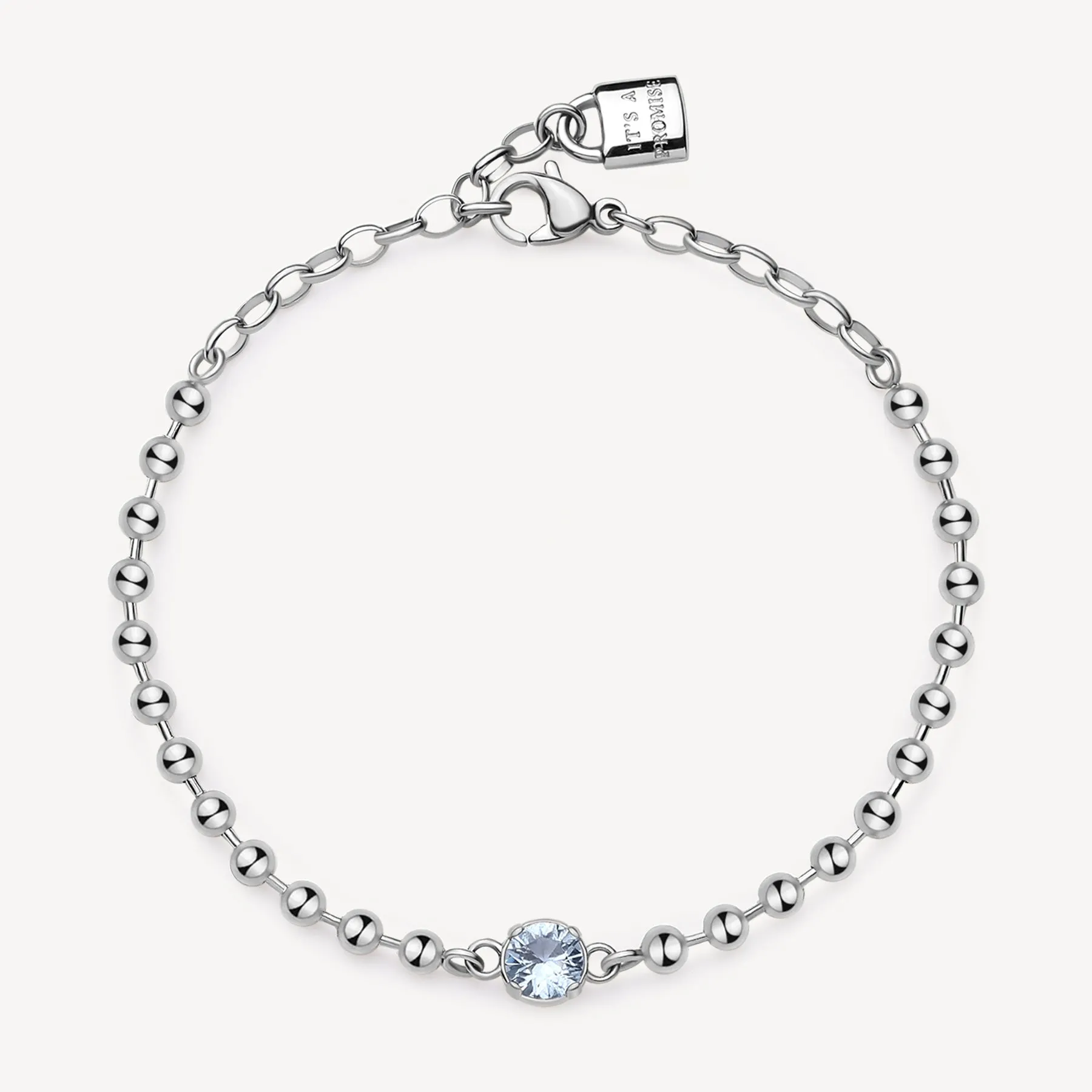 BRACCIALE BROSWAY DESIDERI AFFETTI/AMICIZIA CRISTALLO AZZURRO E CHARM LUCCHETTO - BEI084