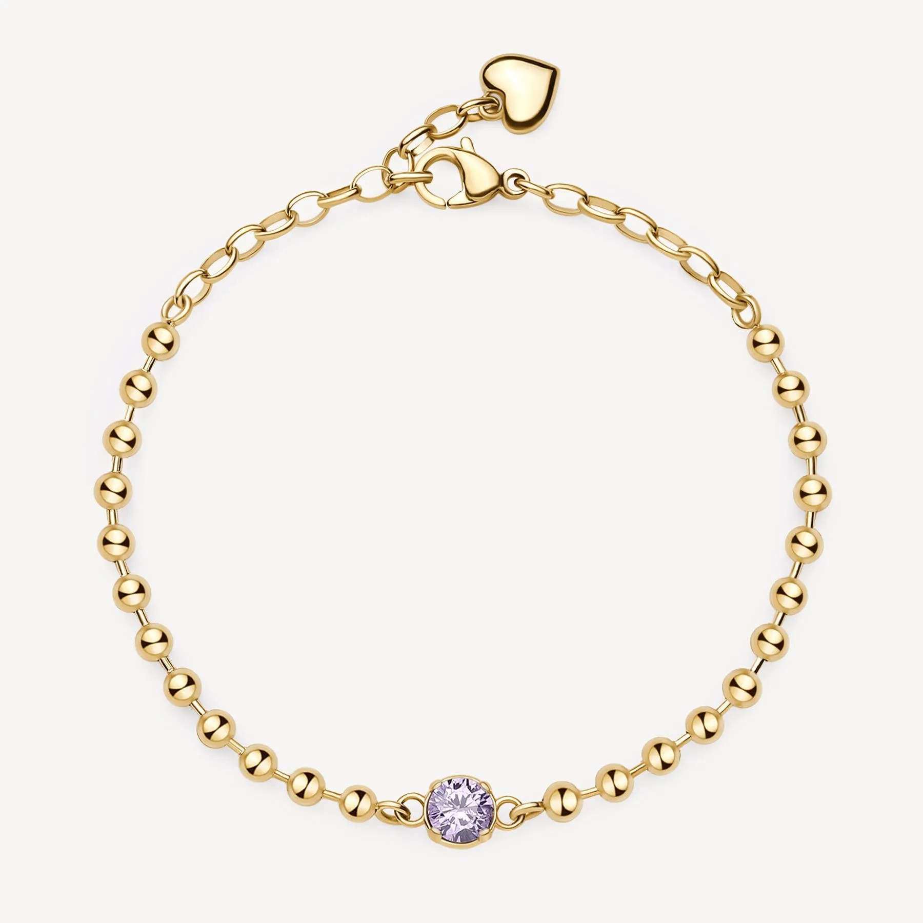 BRACCIALE BROSWAY DESIDERI AMORE FEDELTÀ PVD ORO CRISTALLO VIOLA E CHARM CUORE - BEI086