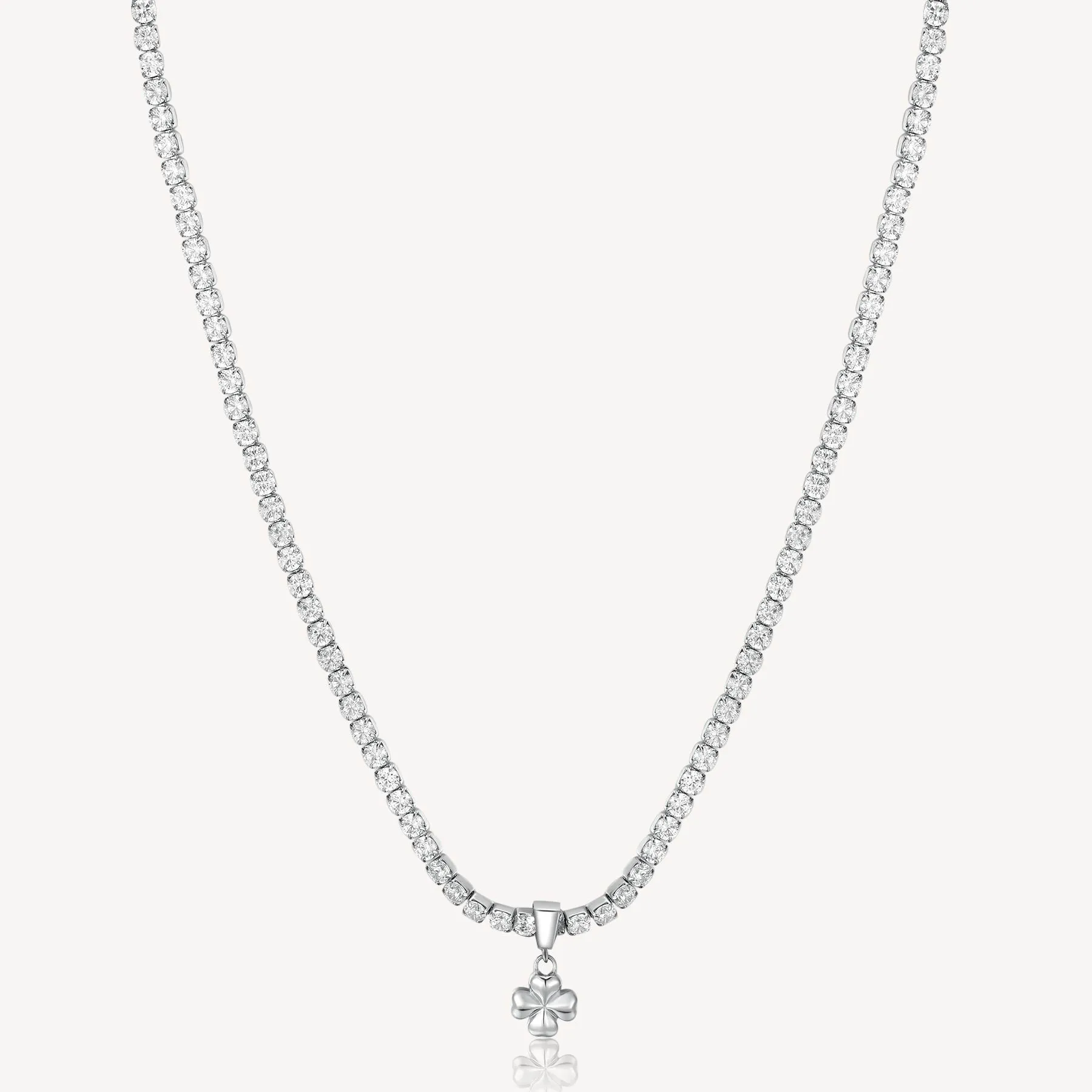 COLLANA BROSWAY DESIDERI SUCCESSO IN ACCIAIO TENNIS CON CRISTALLI E PENDENTE QUADRIFOGLIO - BEIN001