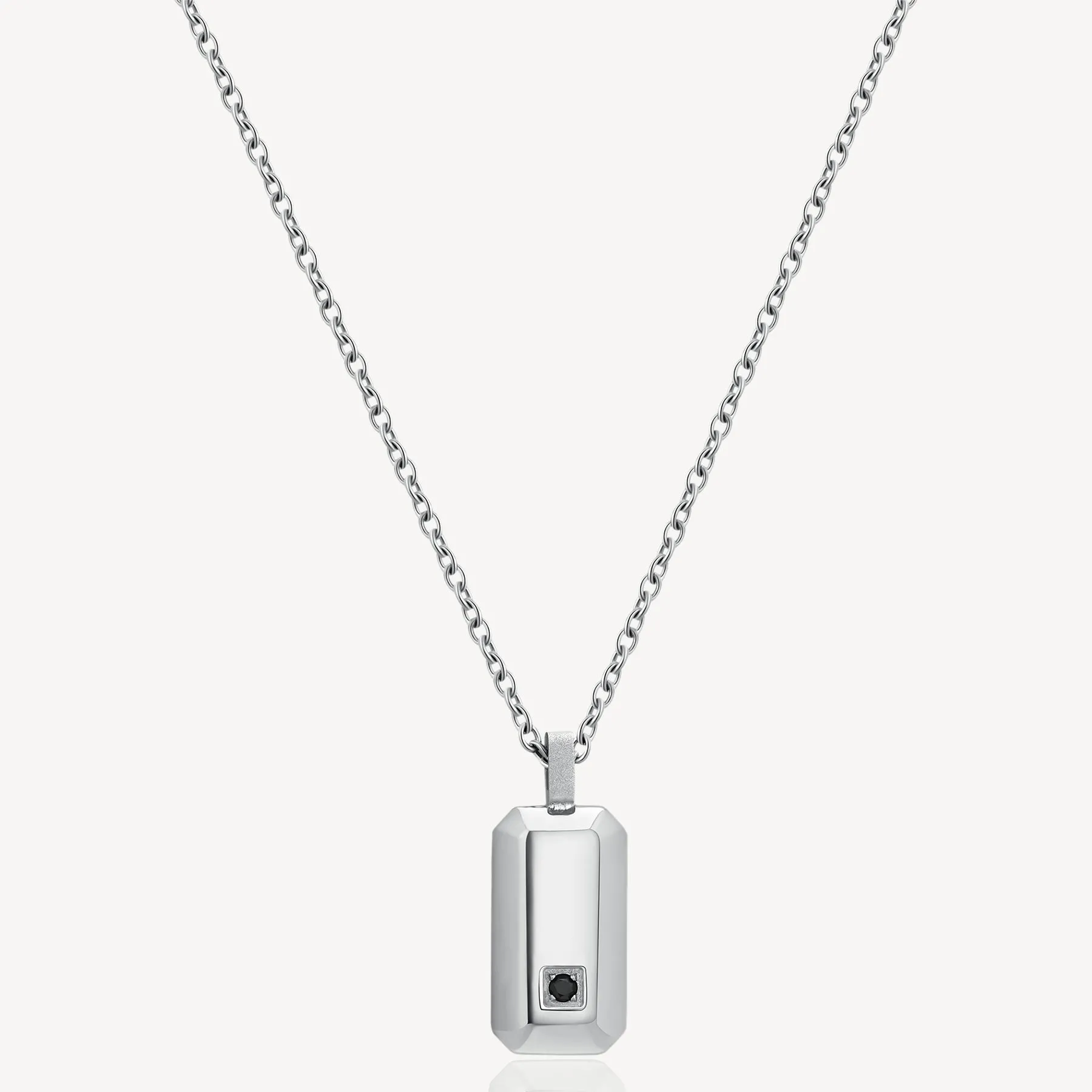 COLLANA BROSWAY FORGE UOMO IN ACCIAIO PENDENTE PIASTRINA CRISTALLO NERO - BGF01