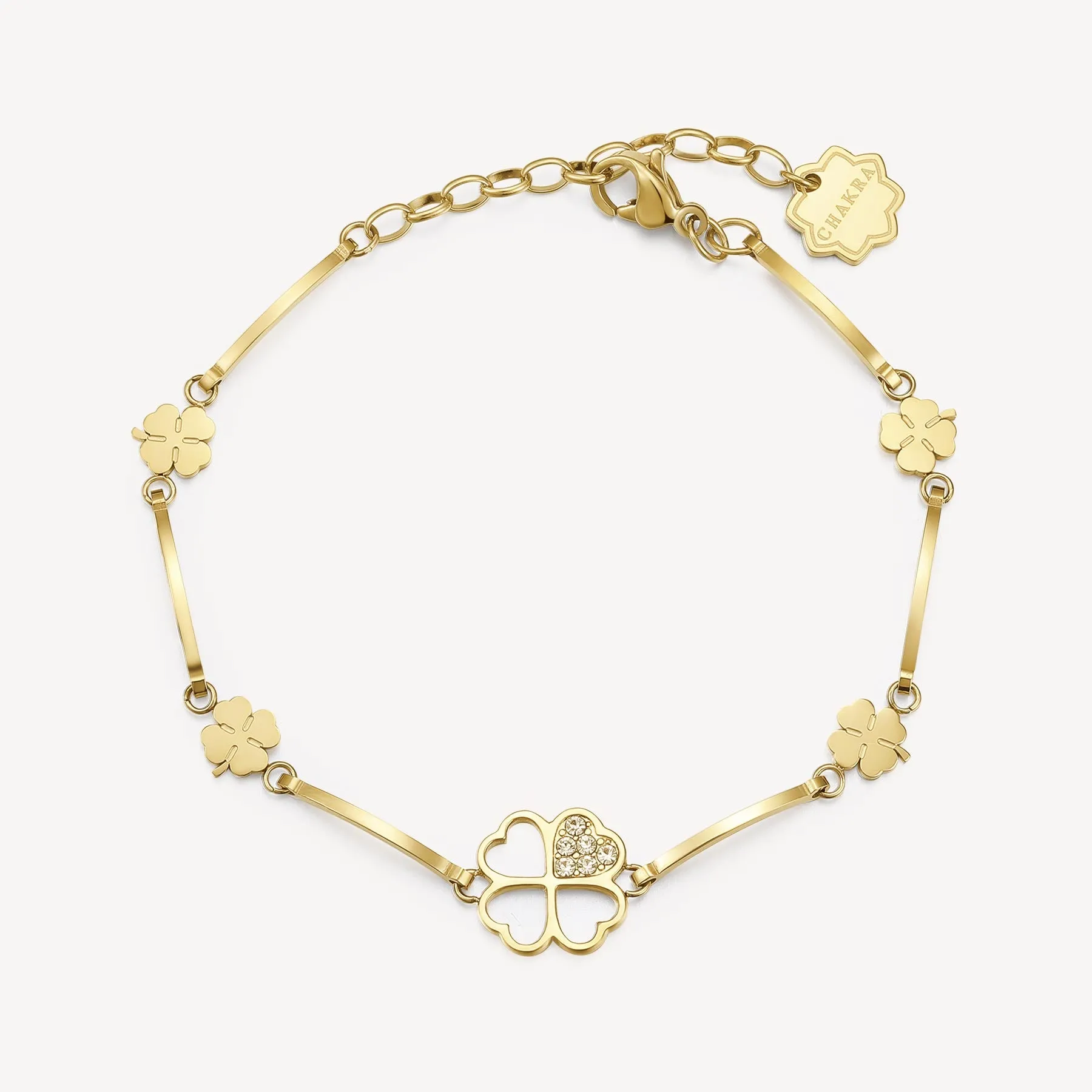 BRACCIALE BROSWAY CHAKRA PORTAFORTUNA PVD ORO QUADRIFOGLIO - BHKB012