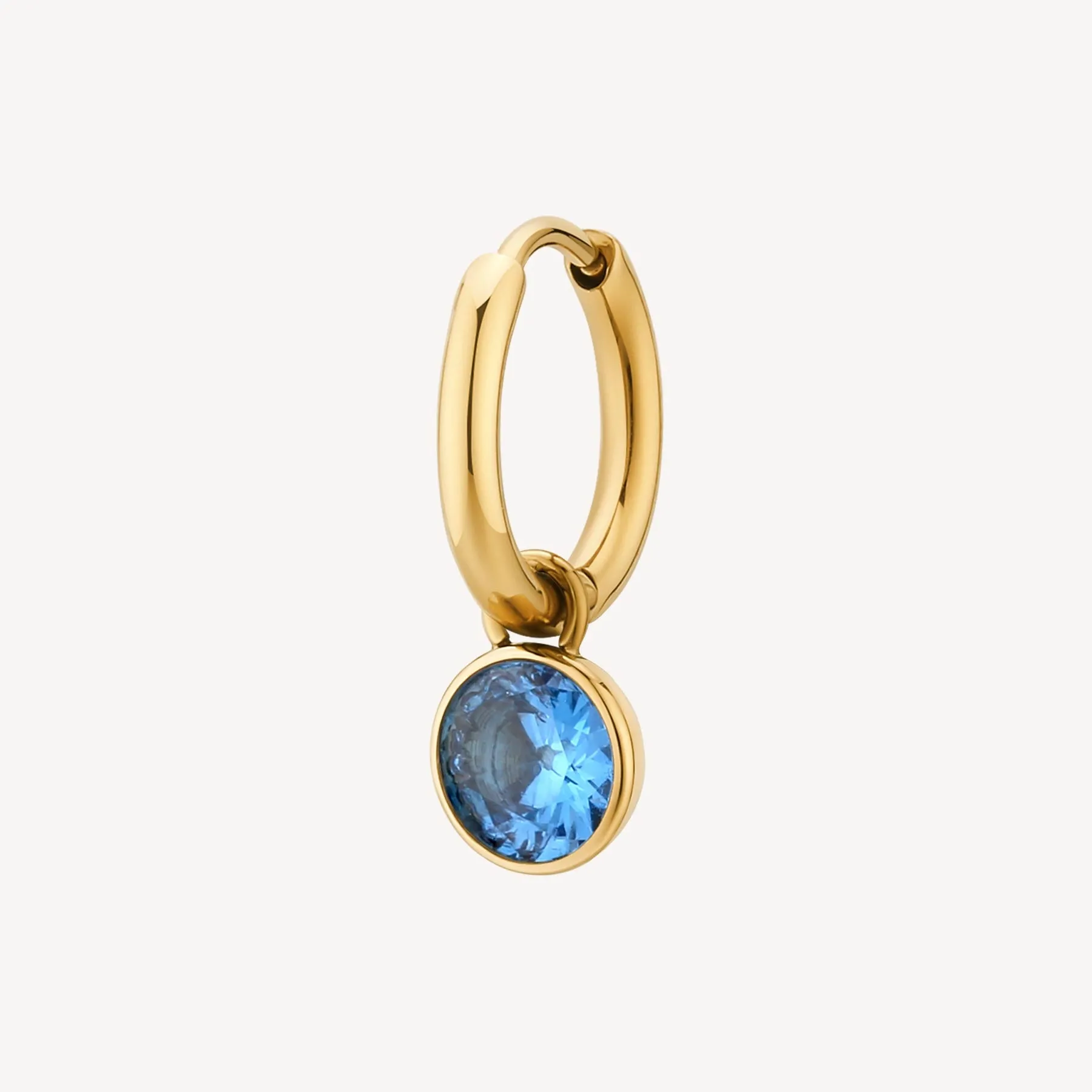 MONORECCHINO BROSWAY CHAKRA BOCCOLA PVD ORO PENDENTE PUNTO LUCE CRISTALLO AZZURRO - BHKE130