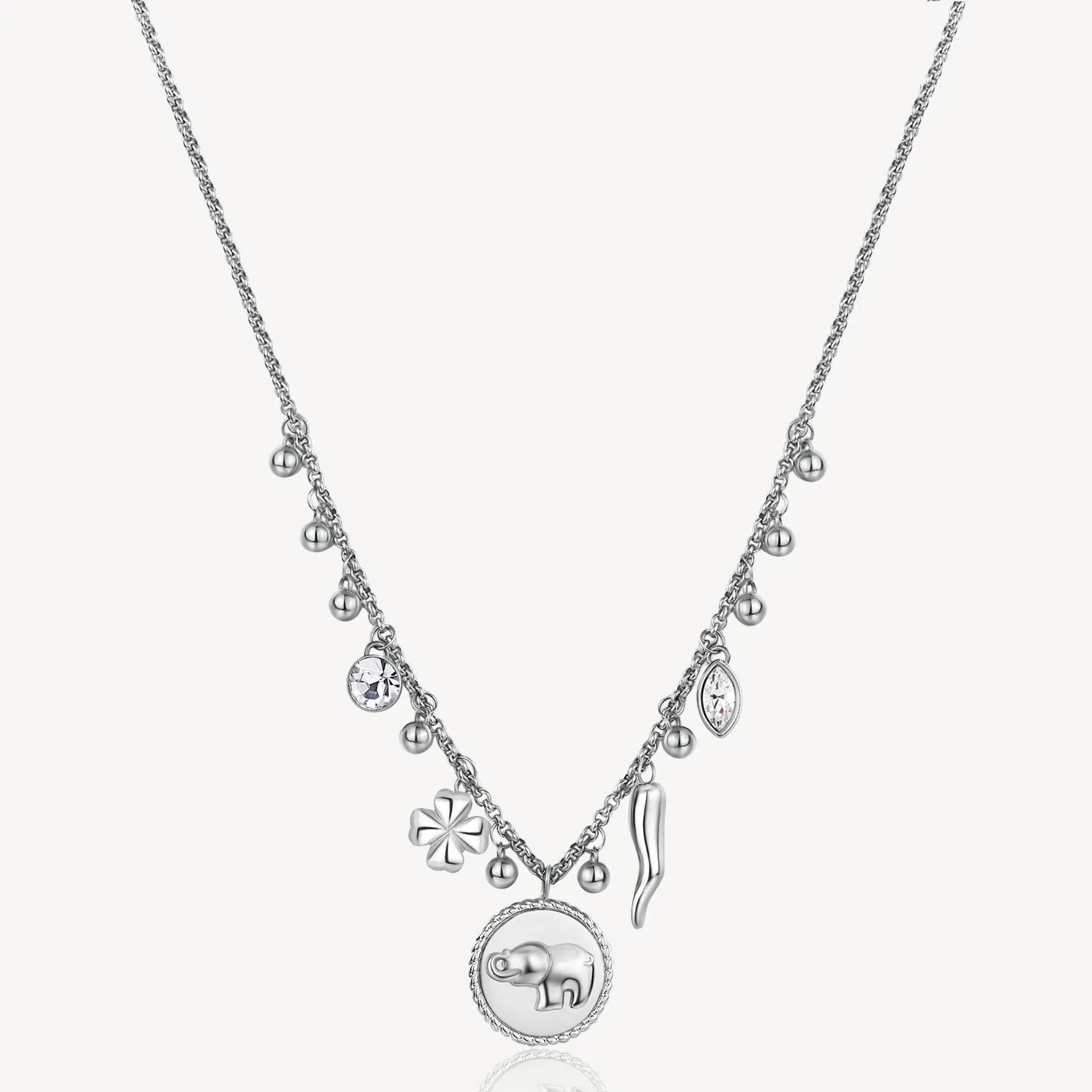 COLLANA BROSWAY CHAKRA PORTAFORTUNA ELEFANTE IN ACCIAIO CON PENDENTI - BHKN099