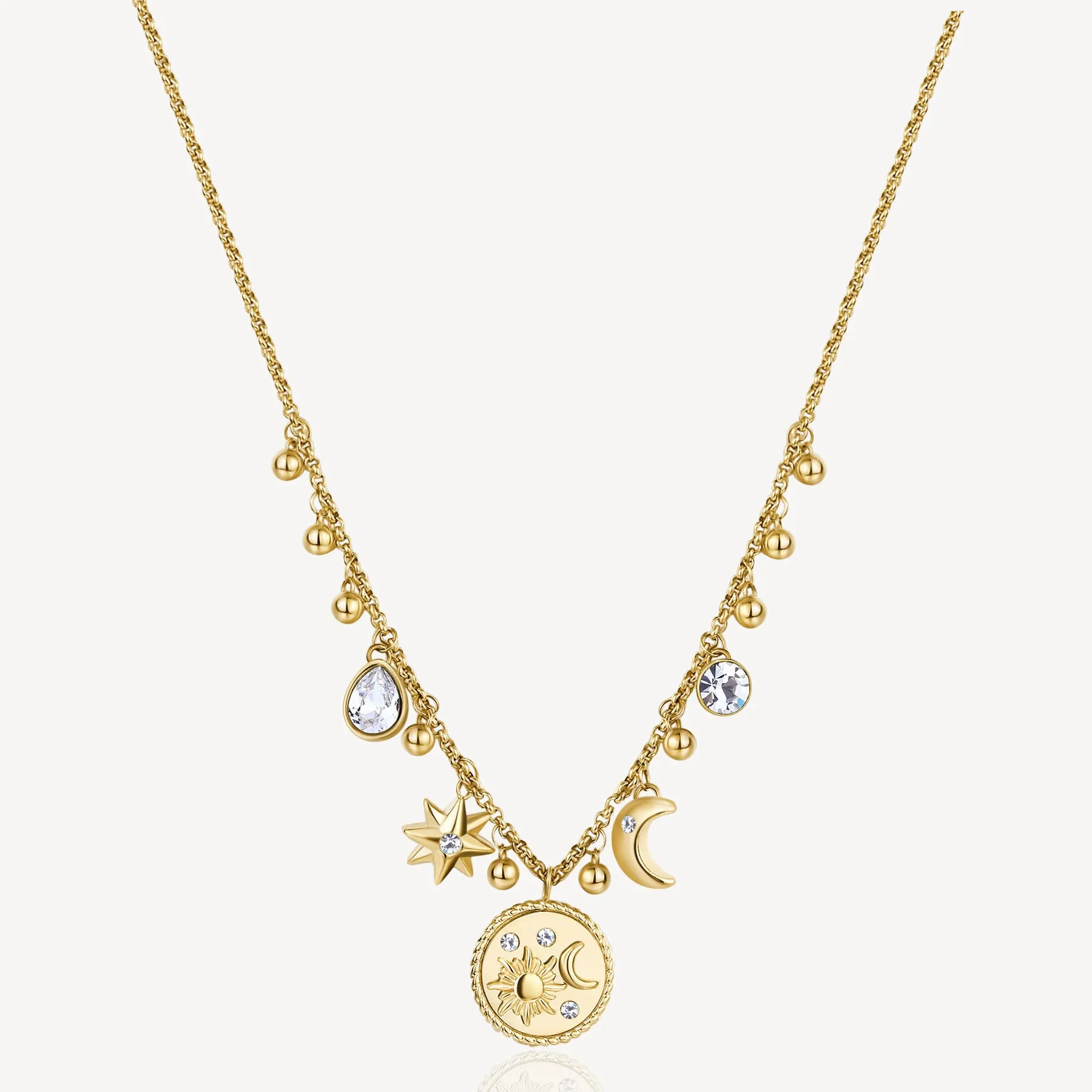 COLLANA BROSWAY CHAKRA MISTICI SOLE E LUNA COLLANA PVD ORO CON PENDENTI - BHKN102