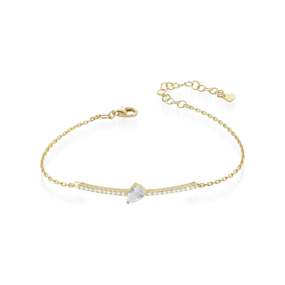 Bracciale Argento 925 Bagno Oro Giallo Goccia Bianca