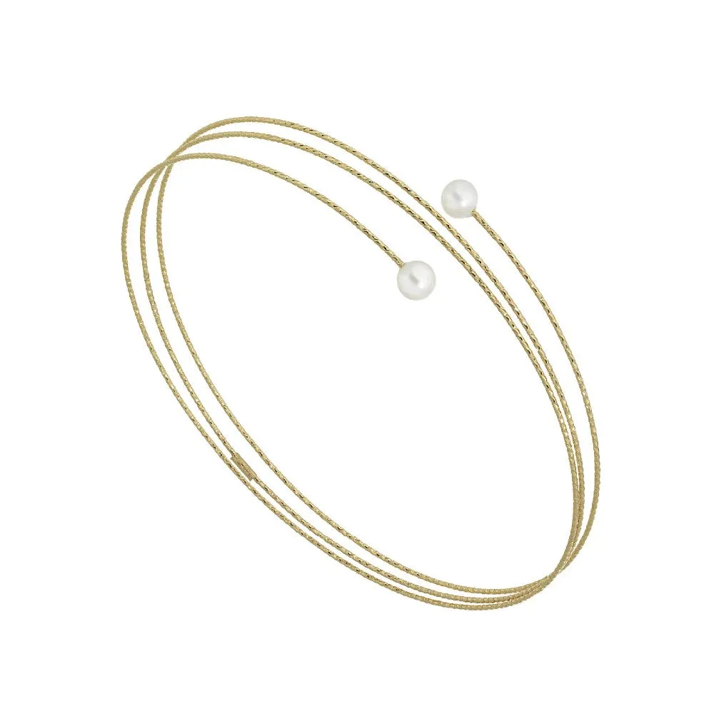 Magic Wire - Bracciale Neve in oro giallo e perle