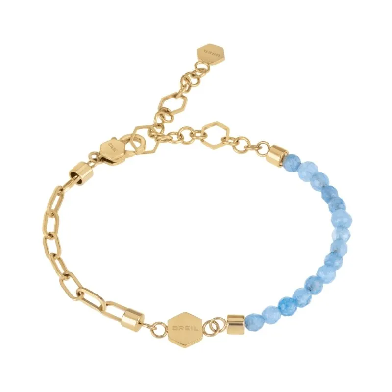 BREIL – DONNA – BRACCIALE KALEIDO IN ACCIAIO IP GOLD E GIADA AZZURRA
