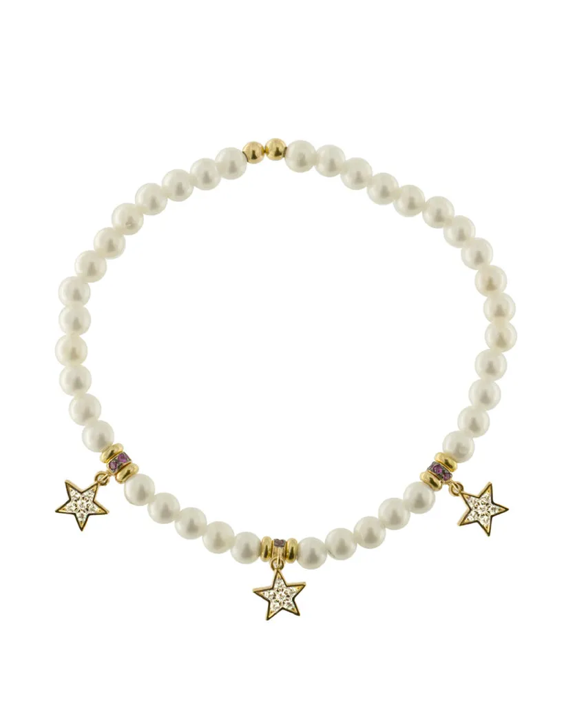Bracciale elastico collezione "Galactica" con stelle e perle