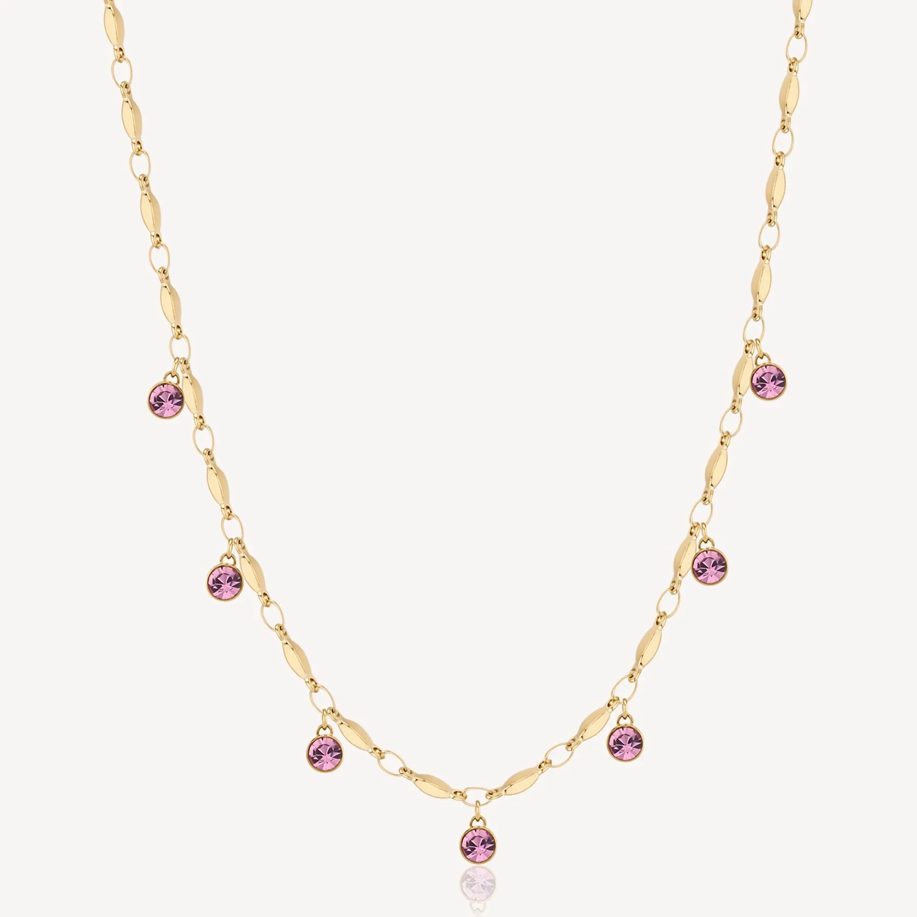 COLLANA BROSWAY SYMPHONIA PVD ORO CON PENDENTI CRISTALLI ROSA - BYM142