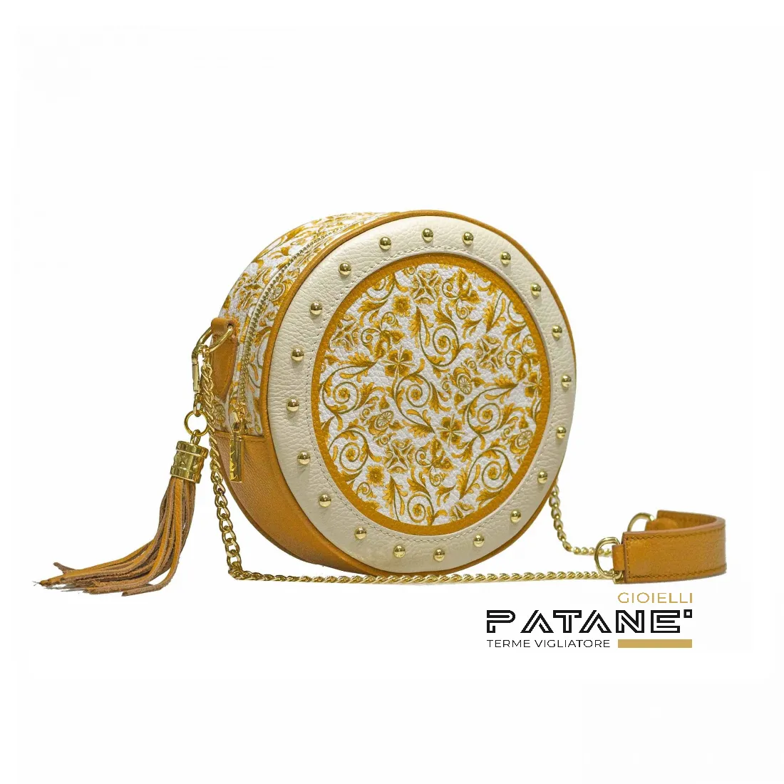 Borsa Ammia - Oro Barocco - Round Bag Tamburì Panna
