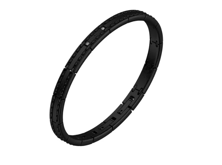 Bracciale Bikkembergs INPB01BB uomo in acciaio nero con diamante