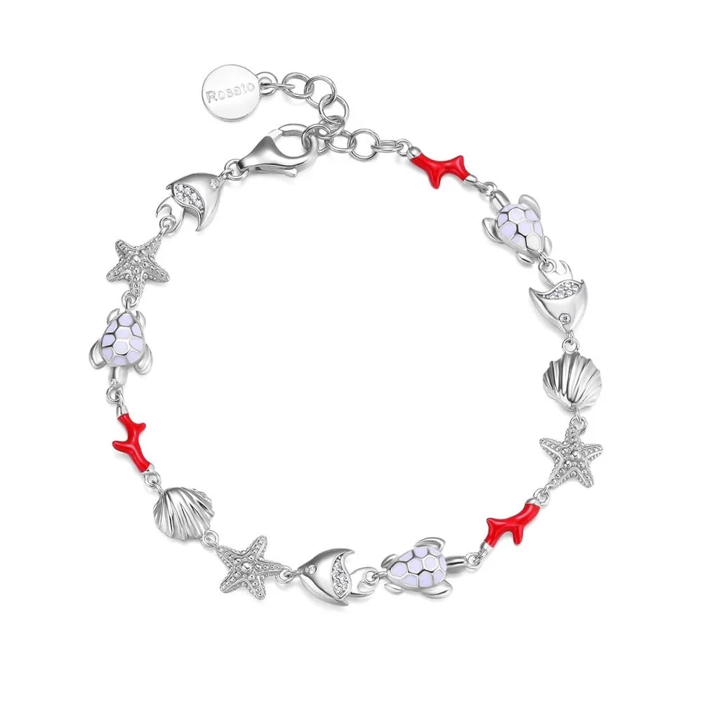 Bracciale Rosato con Simboli Mare in Argento RZIB11