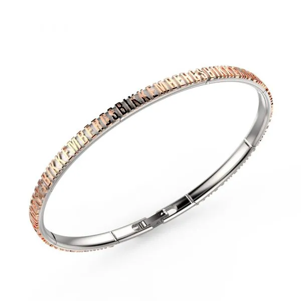 Bikkembergs Bracciale Uomo Embossed In Acciaio Con Logo Rosato
