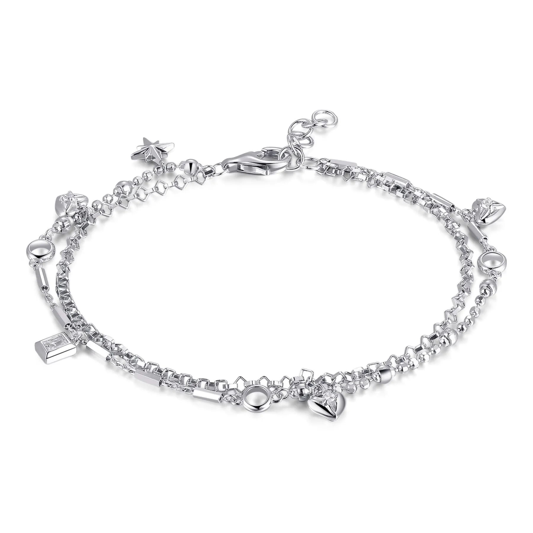 Bracciale con Cuori Rosato Storie Argento RZB021