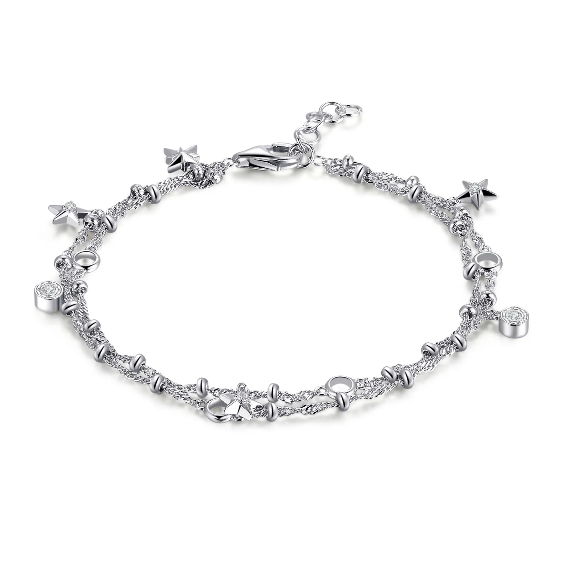 Bracciale con Stelle Rosato Storie Argento RZB022