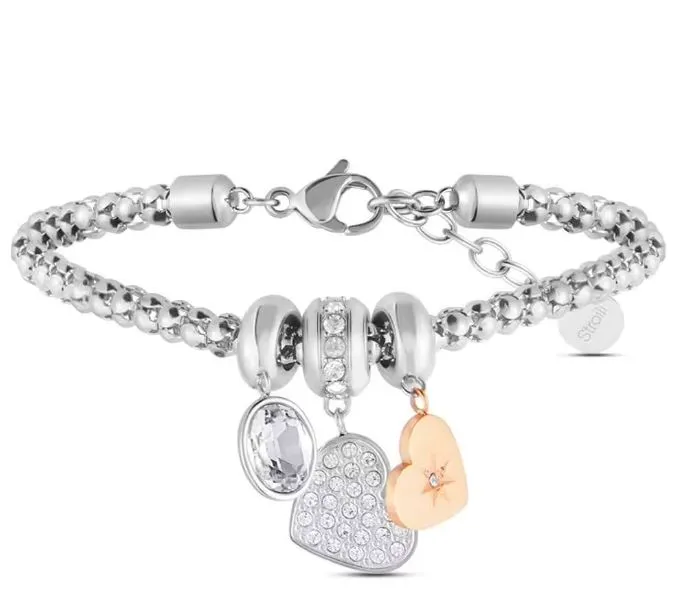 Bracciale donna Stroili lady chic acciaio e cristalli bicolore cuore 1674556