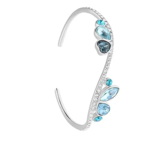 Bracciale donna Stroili rigido in metallo rodiato con cuore pietre azzurre e strass 1668611