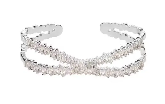 Bracciale donna Stroili rigido rodiato e strass con incrocio 1671145