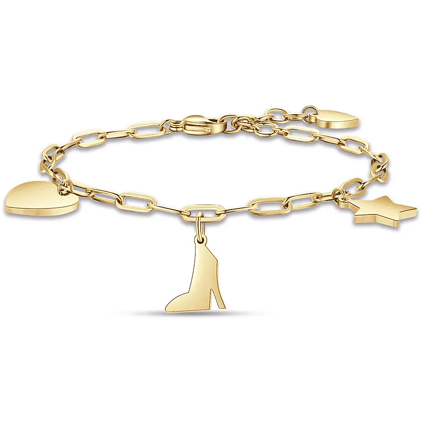 Bracciale donna gioielli Luca Barra acciaio simboli bk2153 in acciaio dorato