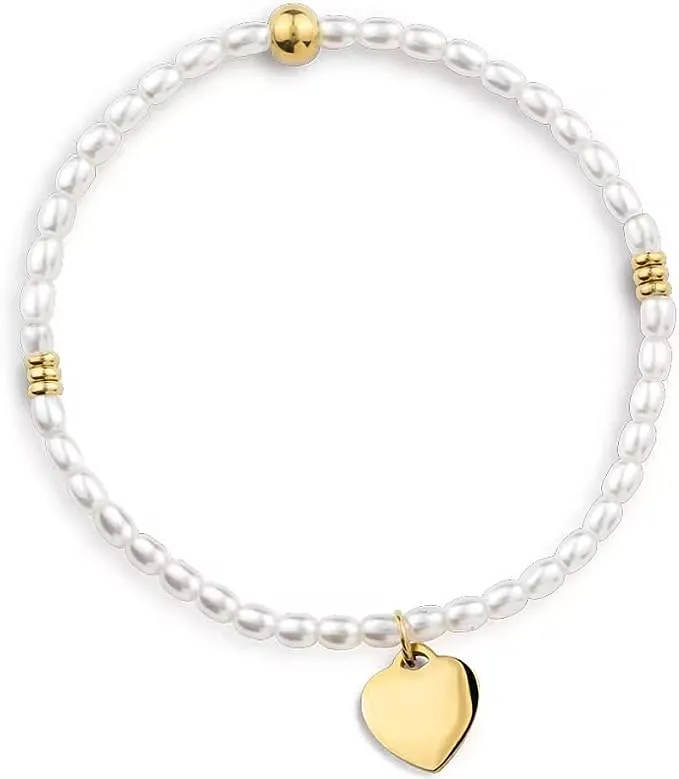 Bracciale donna gioielli Ops Objects funny pearls OPSBR-821 con pendente cuore dorato
