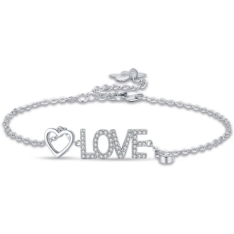 Bracciale donna in argento con scritta ” love ” gioielli Melitea mb223