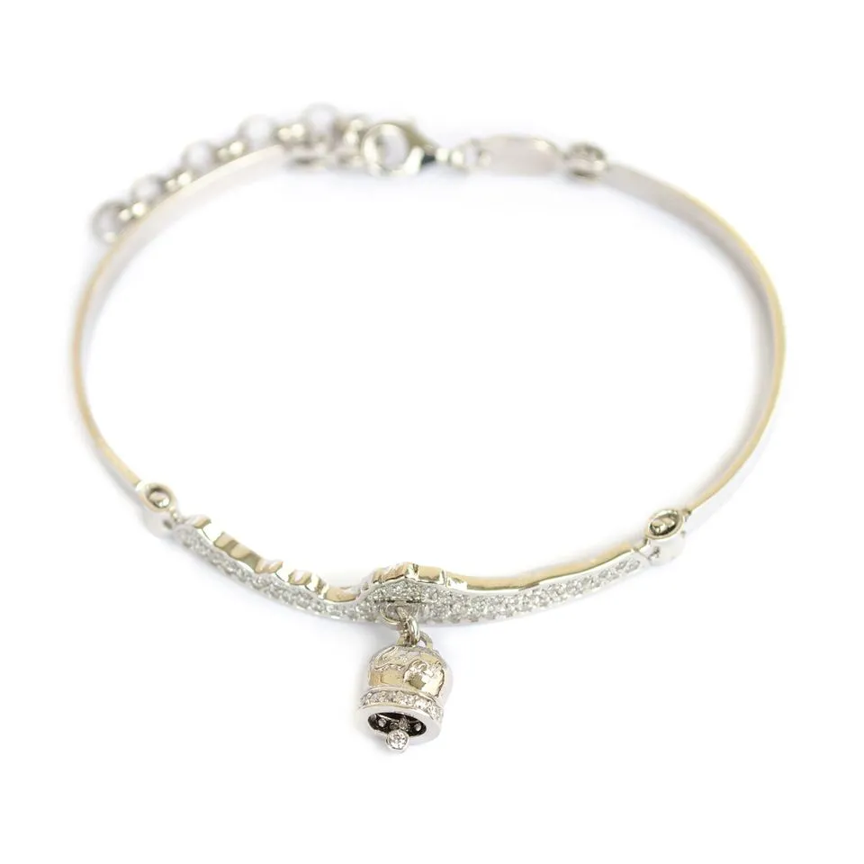 Bracciale donna orizzonte in argento 925, zirconi e Campanella della fortuna