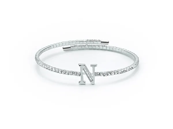 Bracciale kiara donna in ottone e zirconi lettera N BR729B-N