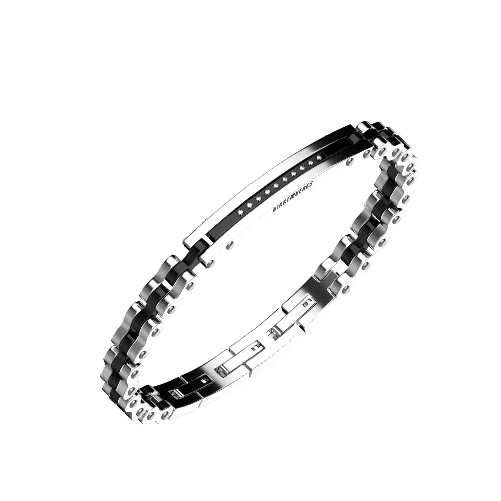 Bracciale uomo Bikkembergs Classic con diamanti CLAB17WB