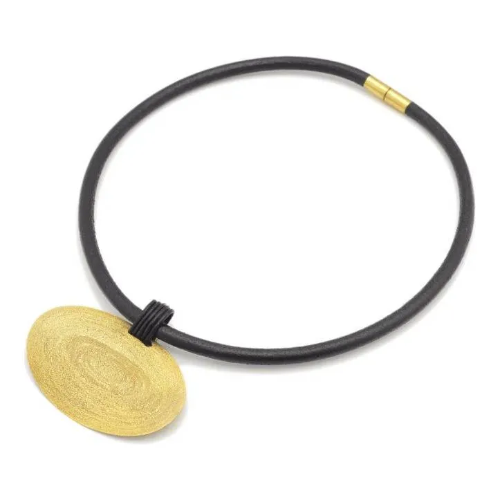 Collana Cuoio Dorata Puntinata Mano