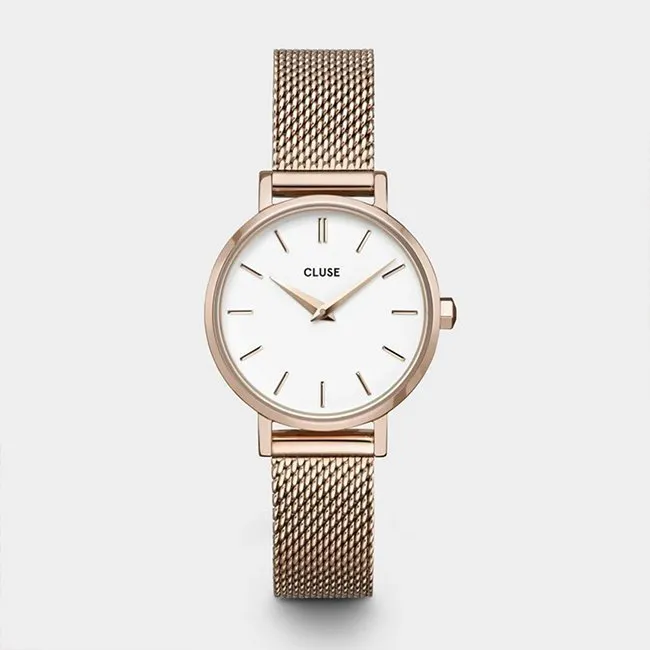 CLUSE – OROLOGIO DONNA Boho Chic Petite Mesh White, Rose Gold Colour