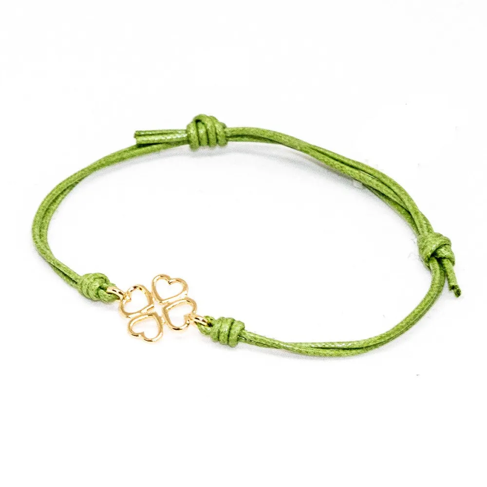 Marco Gerbella Orafi - Bracciale cordino con quadrifoglio oro giallo